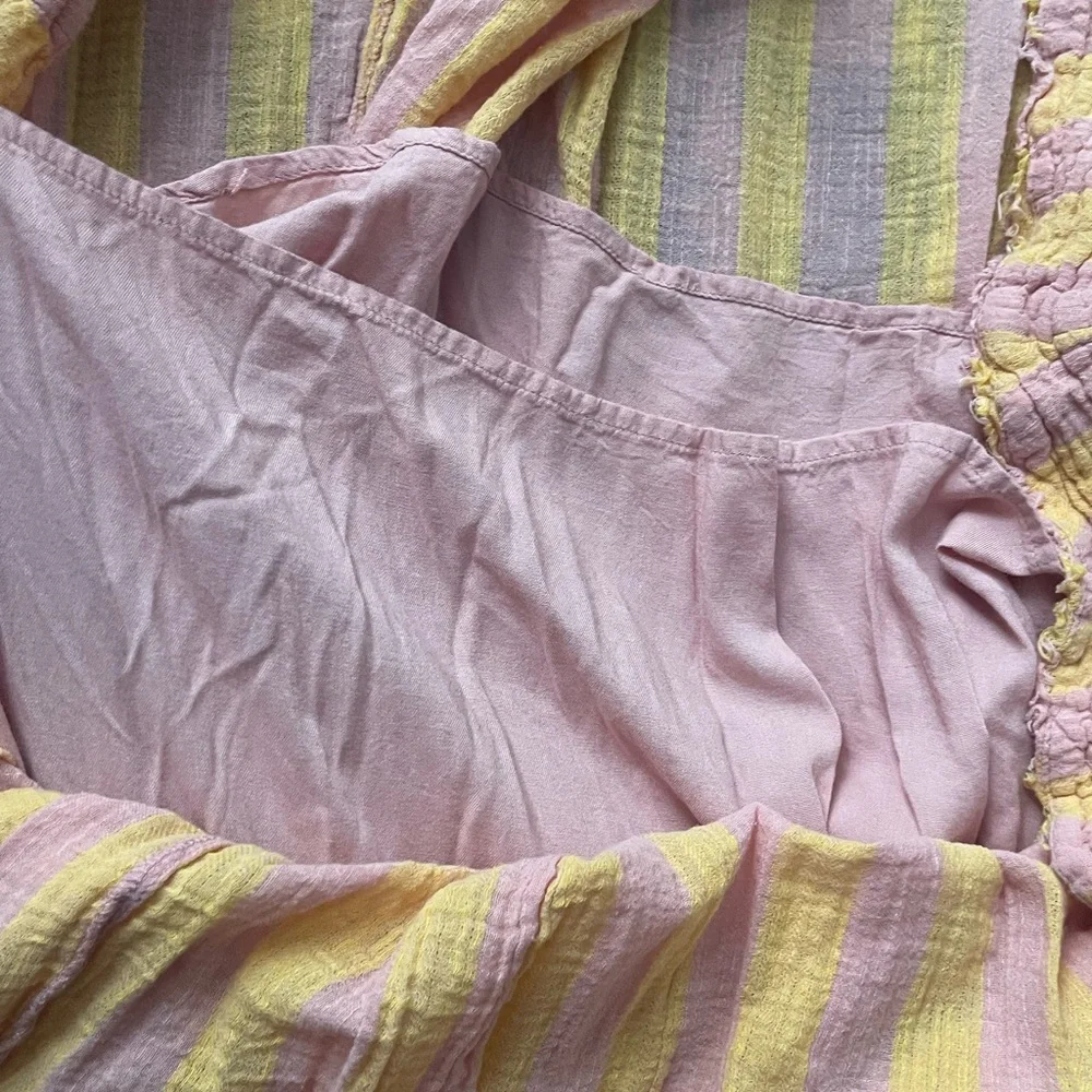 Free People Strapless Maxi Dress in Pink and Yellow Stripe